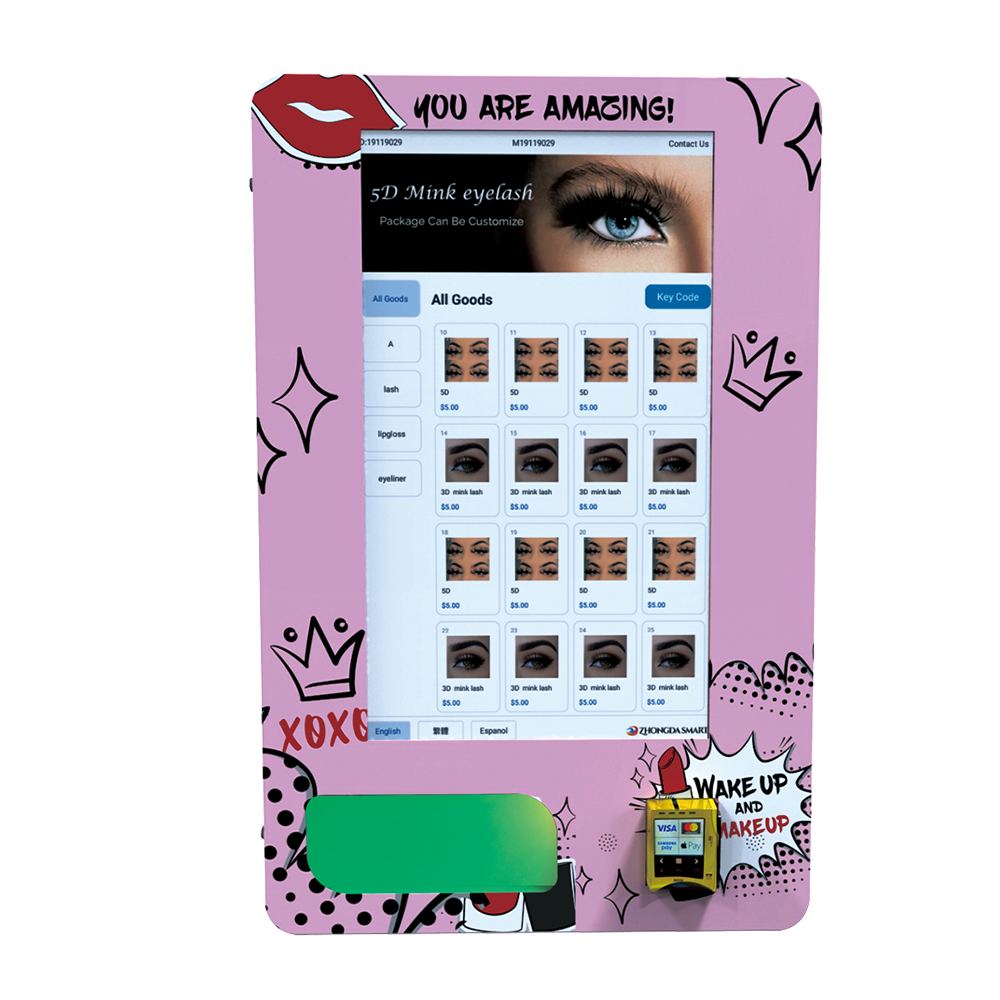 32 Inch Touch Screen Smart Wall-mounted Vending Machine With POS Machine For Beauty Products and E Ci