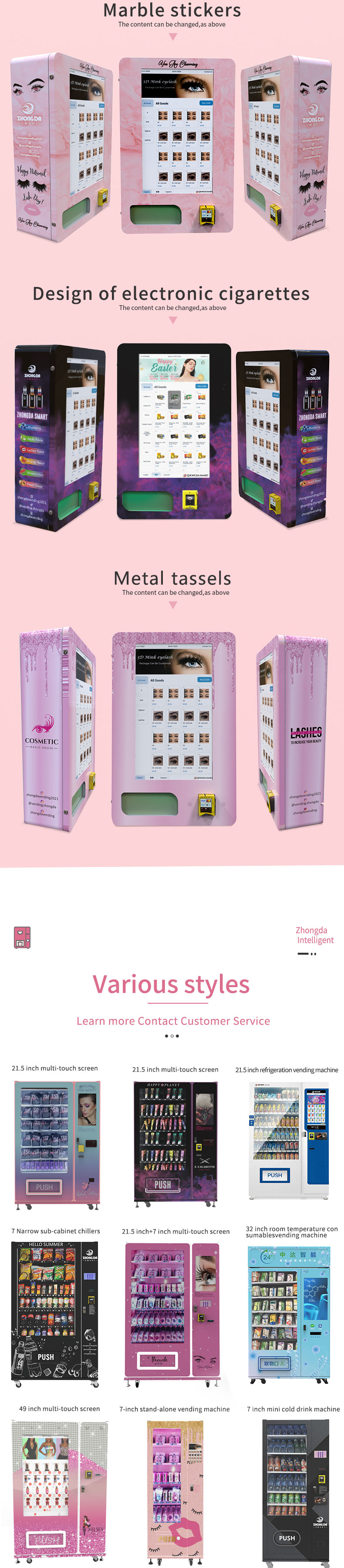 32 Inch Touch Screen Smart Wall-mounted Vending Machine With POS Machine For Beauty Products and E Cigs