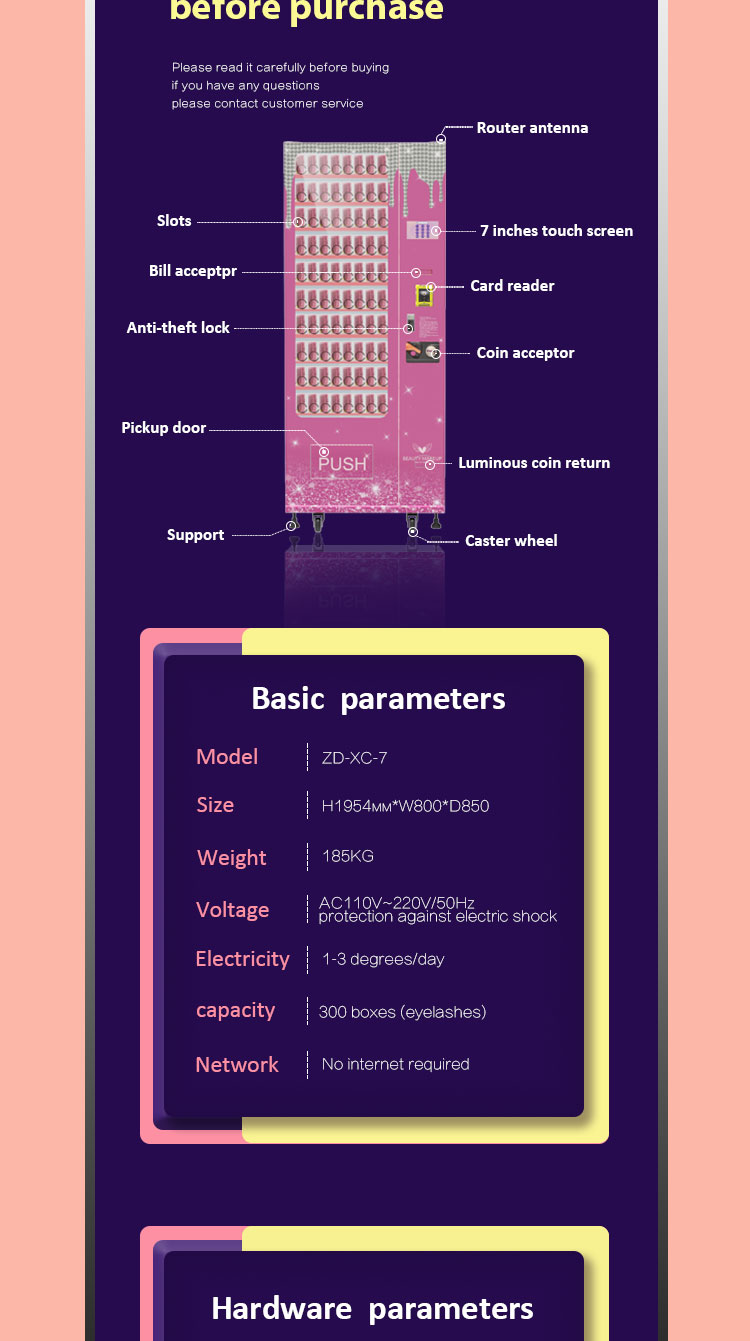 hair vending machines American hot selling eyelashes wigs cosmetics hair vending m