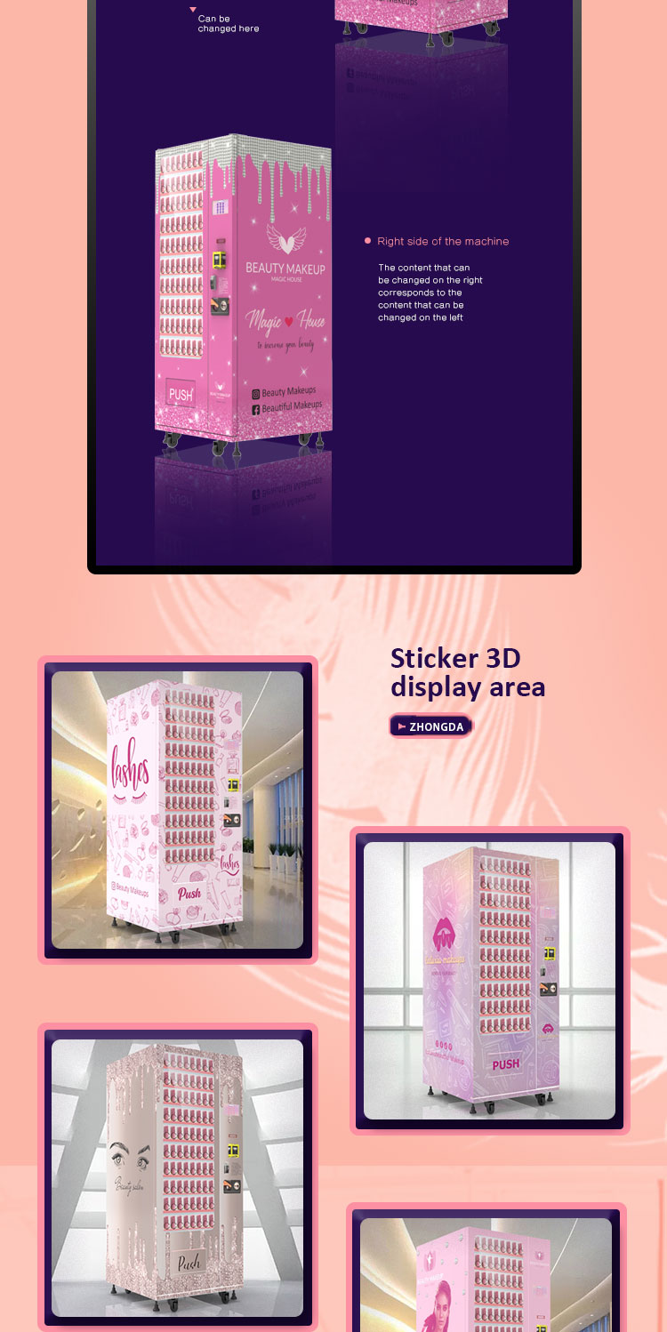 hair vending machines American hot selling eyelashes wigs cosmetics hair vending m